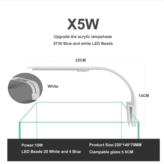 Aquarium LED Lighting Fish Tank Light Pecera Aquatic Plant Lighting 10W/15W Super Slim Waterproof Clip-on X3 X5 X7 X9