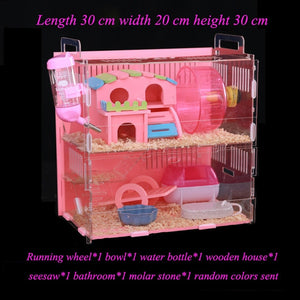 Acrylic Hamster Cage Transparent Oversized Villa Guinea Pig Basic Cage Toy Supplies Package Small Pet Nest