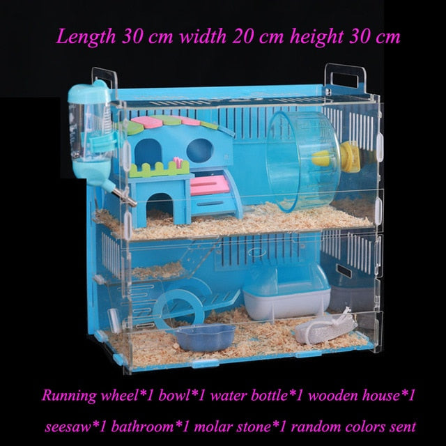 Acrylic Hamster Cage Transparent Oversized Villa Guinea Pig Basic Cage Toy Supplies Package Small Pet Nest