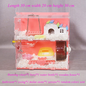 Acrylic Hamster Cage Transparent Oversized Villa Guinea Pig Basic Cage Toy Supplies Package Small Pet Nest